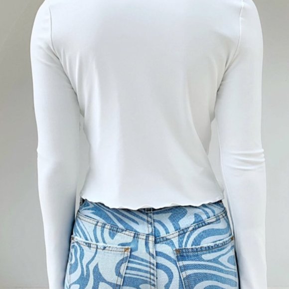 TIGER MIST LONG SLEEVE LACE UP TIE SUNNIE TOP IN WHITE/IVORY NWT - Picture 3 of 5